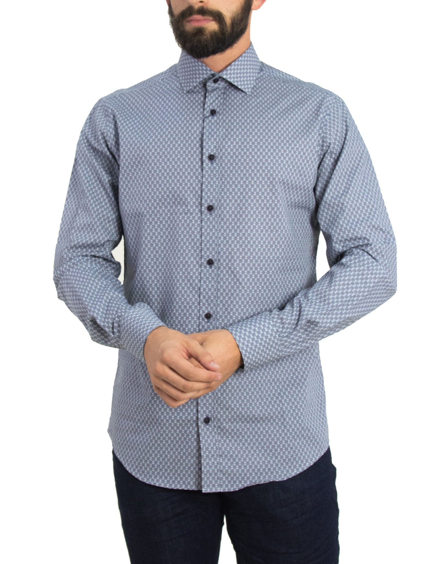 Ανδρικό λευκό πουκάμισο με μικροσχέδιο GioS 9507W18 φωτογραφία